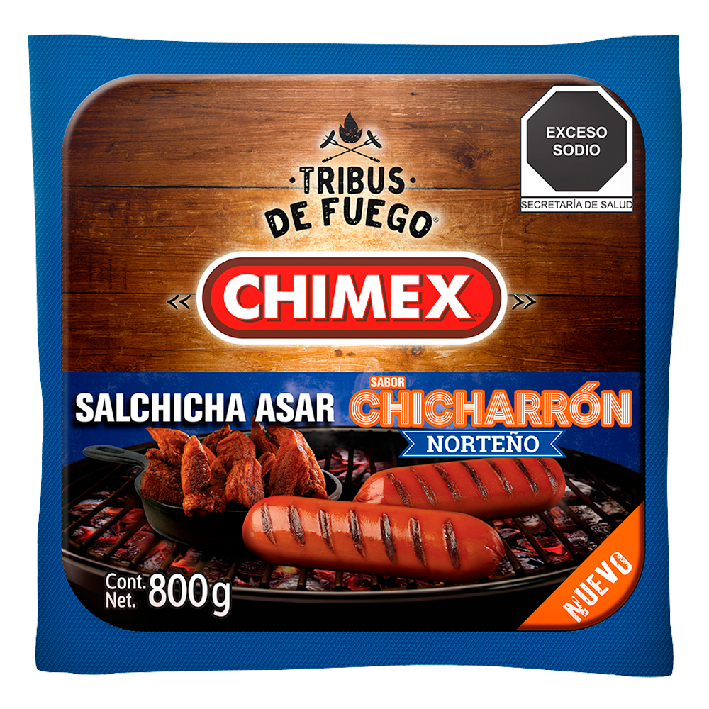 Empaque Salchicha para asar Chicharrón Norteño Chimex